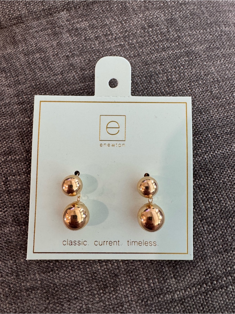 Enewton Gold Double Ball Drop Earrings